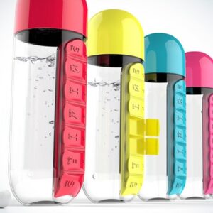 Water Bottle with Pills Organizer