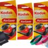 Kodak FunSaver Disposable Camera 800 ISO 35mm with Flash 27 Exposures Plus 100% Silicone Wrist Band and a Microfiber Cleaning Cloth (3 Pack)