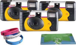 Kodak Power Flash Disposable Single Use Camera 800 ISO 35mm with Flash 27 Exposures (3 Pack) for High Definition (HD) Photos Plus 100% Silicone Wrist Band and a Microfiber Cleaning Cloth - Image 2