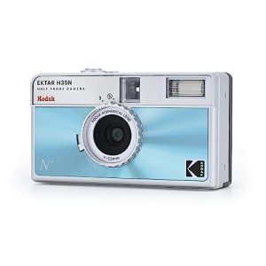 KODAK EKTAR H35N Half Frame Film Camera, 35mm, Reusable, Focus-Free, Bulb Function, Built-in Star Filter, Coated Improved Lens (Film and AAA Battery are not Included) (Glazed Blue)