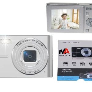 Compact HD Digital Camera (SILVER) 50MP 16X Zoom High Definition 1080P Point and Shoot Camera 32GB Memory Card (Copy)